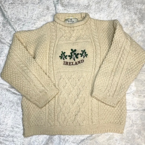 Vtg Western Island Sweater Company Ireland Ivory Wool Sweater Child Age 6/7 Yrs - Picture 8 of 16
